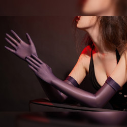 Kinky Party Gants Longs Transparents Glossy Smooth Violet